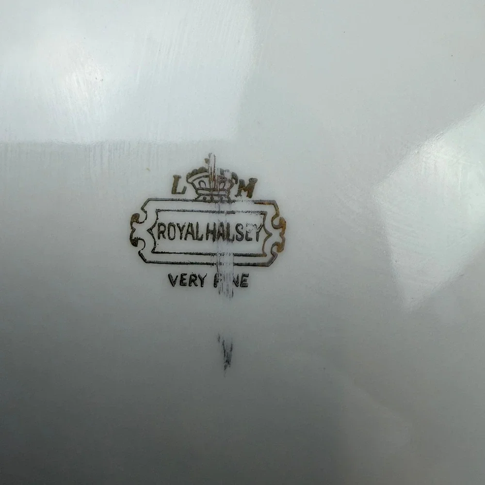 Vintage Royal Halsey Plate Hummingbird Floral Porcelain White 7.75in Collector